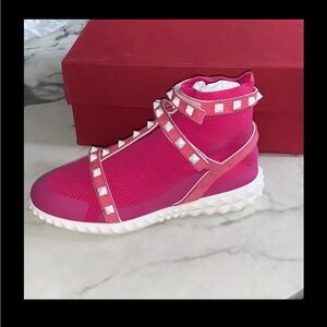 Valentino Garavani Pink Studded Sock Sneakers – Size 6.5 (NWT)